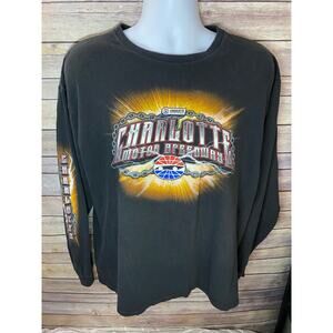 Charlotte Motor Speedway Mens L 22 x 28 Black T Shirt Racing Long Sleeve